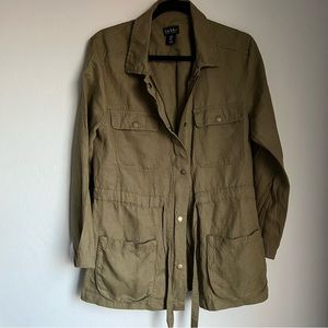 Nicole Miller Women’s Olive Green linen utility jacket medium